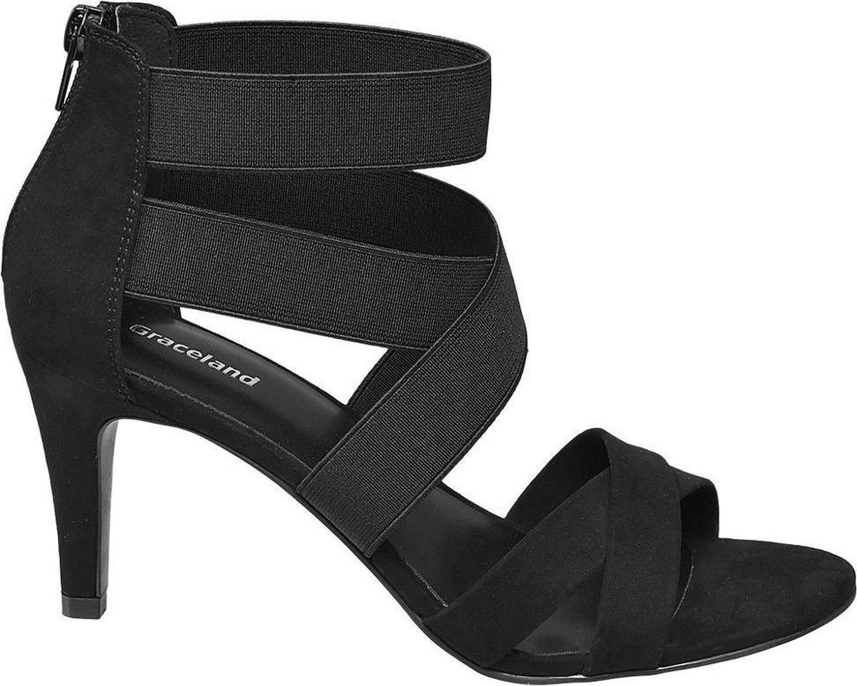 vloeistof Vrijstelling werk Graceland Dames Zwarte sandalette elastieken banden - Maat 36 | bol.com