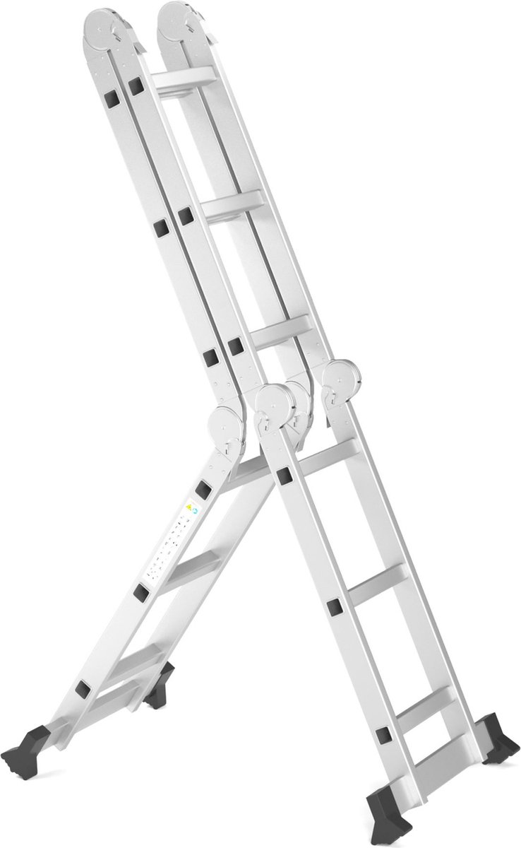 RMBO - Multifunctionele Vouwladder 4x3 - Vouwladder - 3,58 m lang - Compact en Draagbare ladder - 13 standen - Geschikt voor Particulier en Professioneel Gebruik - Max. Belasting 150 kg, EN 131.6 – foto 7