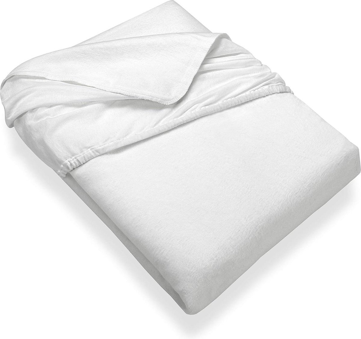 Kalmuck hoeslaken 100 x 200 cm - grote matrasbeschermer 100% katoen - klassiek wit matrasovertrek