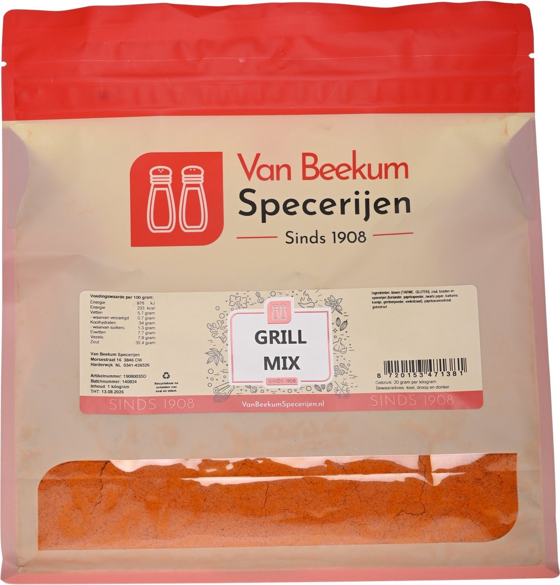 Goedkoopste Van Beekum Specerijen - Grill Mix - 1 kilo (hersluitbare stazak