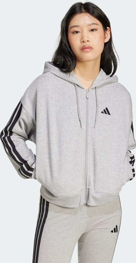 adidas Sportswear Veste à capuche entièrement zippée French terry 3 bandes Essentials - Femmes - Gris - 2XS