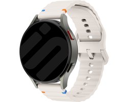 Strap-it Smartwatch bandje 20mm - Siliconen Wave bandje geschikt voor Samsung Galaxy Watch Active (2) / Watch 3 - 41mm / Watch 1 - 42mm / Gear Sport - Amazfit Bip / GTS - Polar Ignite / Unite / Pacer - sterrenlicht