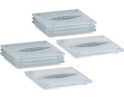 Glazenonderzetters - 8x stuks - met bladeren print - 10 x 10 cm - voor glazen - tafeldecoratie