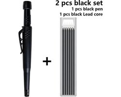 Mechanische Timmerman Potlood Set - Zwart - 1 Stuk Met Marker Vullingen En Puntenslijper - Diepe Markering Voor Hout, Metaal En Beton
