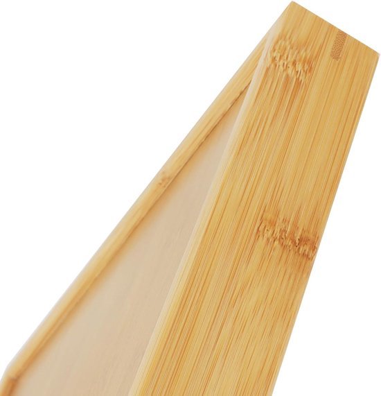 Bamboe dienblad met handgrepen, houten dienblad, keukenblad, serveerplank, ontbijtdienblad voor ontbijt, thee, salontafel, keuken, decoratief bed (40 x 28 x 3 cm