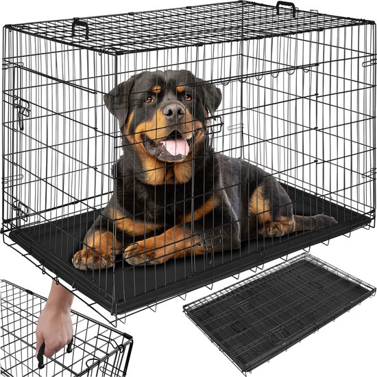 Foto: Tectake hondenkooi hondenhekbox hondenkennel opvouwbare hondenbox stabiele transportbox voor honden en puppy s voor kofferbak auto camping en thuis appartement 121 5 x 75 5 x 80 5 cm