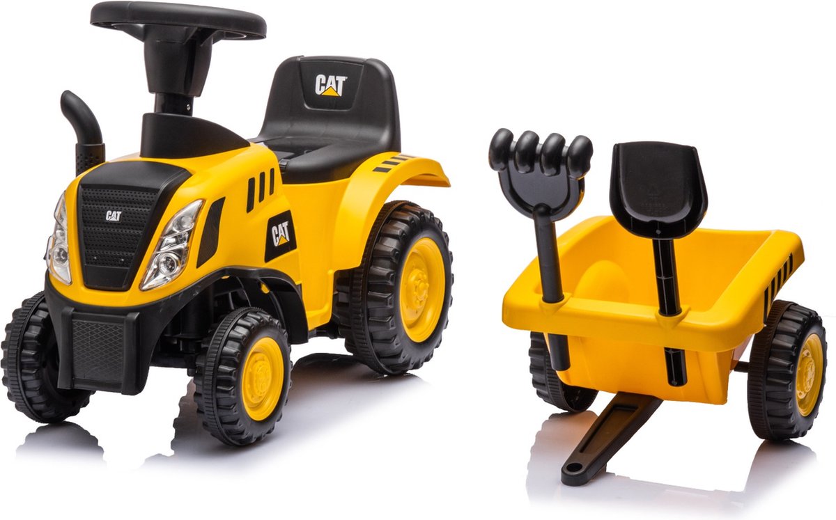 Eco Toys - CAT Tractor Loopauto - Geel/Zwart - Met Aanhanger, Schep & Hark - Claxon & Verlichting - Vanaf 12 Maanden - Max. 25 kg — afbeelding 12