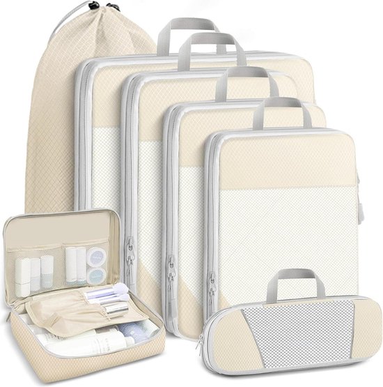 thumbnail: Kleding Opbergtas Set 6 Stuks - Reis Organizers Voor Bagage, Sorteertasjes In Net En Nylon (rode Wijn)