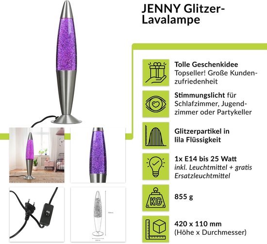 Lavalamp zilver met groene lava van bestel je online bij