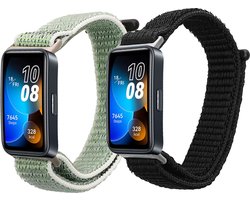 kwmobile Horlogebandjes geschikt voor Huawei Band 10 / 9 / 8 - 2 x Nylon Smartwatch bandje in zwart / groen.