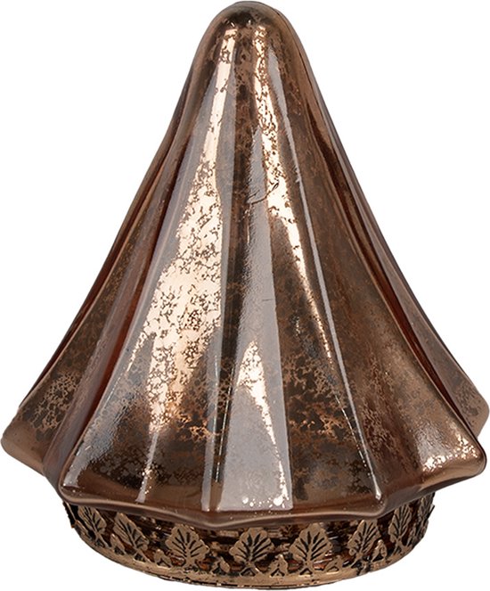 Clayre & Eef Kerstdecoratie met LED-verlichting Kerstboom Ø 14x16 cm Koperkleurig Glas