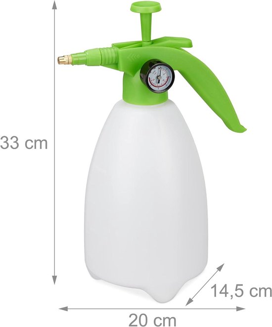 Pulvérisateur pour plantes haute pression à buse orientable avec manomètre 2 litres - blanc vert
