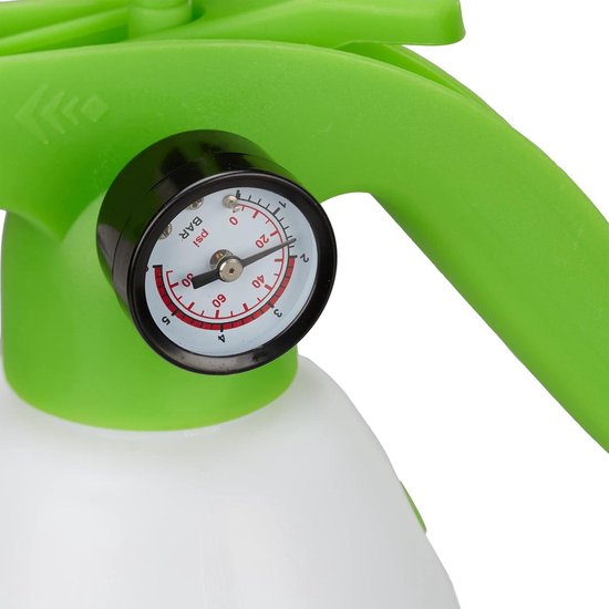 Pulvérisateur pour plantes haute pression à buse orientable avec manomètre 2 litres - blanc vert