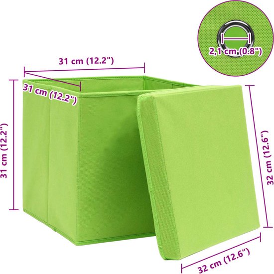 vidaXL Opbergboxen 10 st 32x32x32 cm stof wit