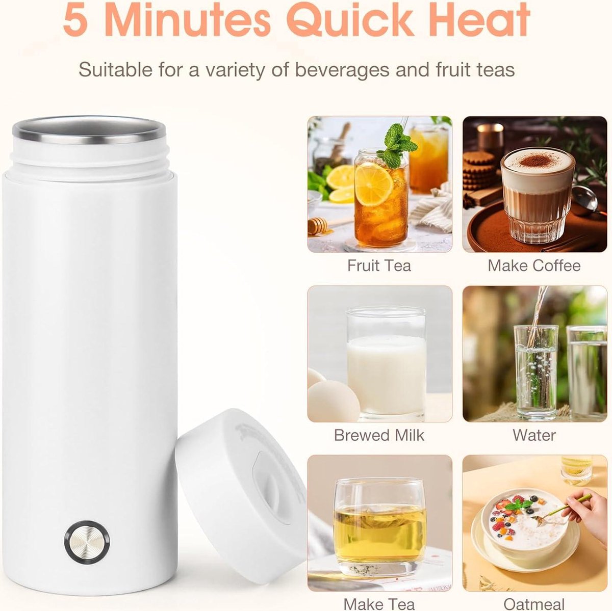 3 In 1 Mini Elektrische Waterkoker Draagbare Waterkoker 400 ml Rvs Elektrische Verwarmde Cup Reizen Waterkoker Voor Het Maken Van Thee Koffie