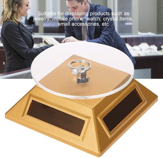 Présentoir Tournant Solaire 360° | Pour Bijoux, Montres, Téléphones | Plateau 9cm | Alimentation Écologique USB/Solaire - 2