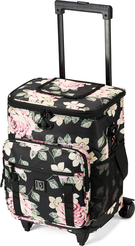 Brisby - boodschappentrolley - winkelwagen - schoudertas - veel opbergvakken - koelbox - koeltas - isolatiefunctie - Dark flower