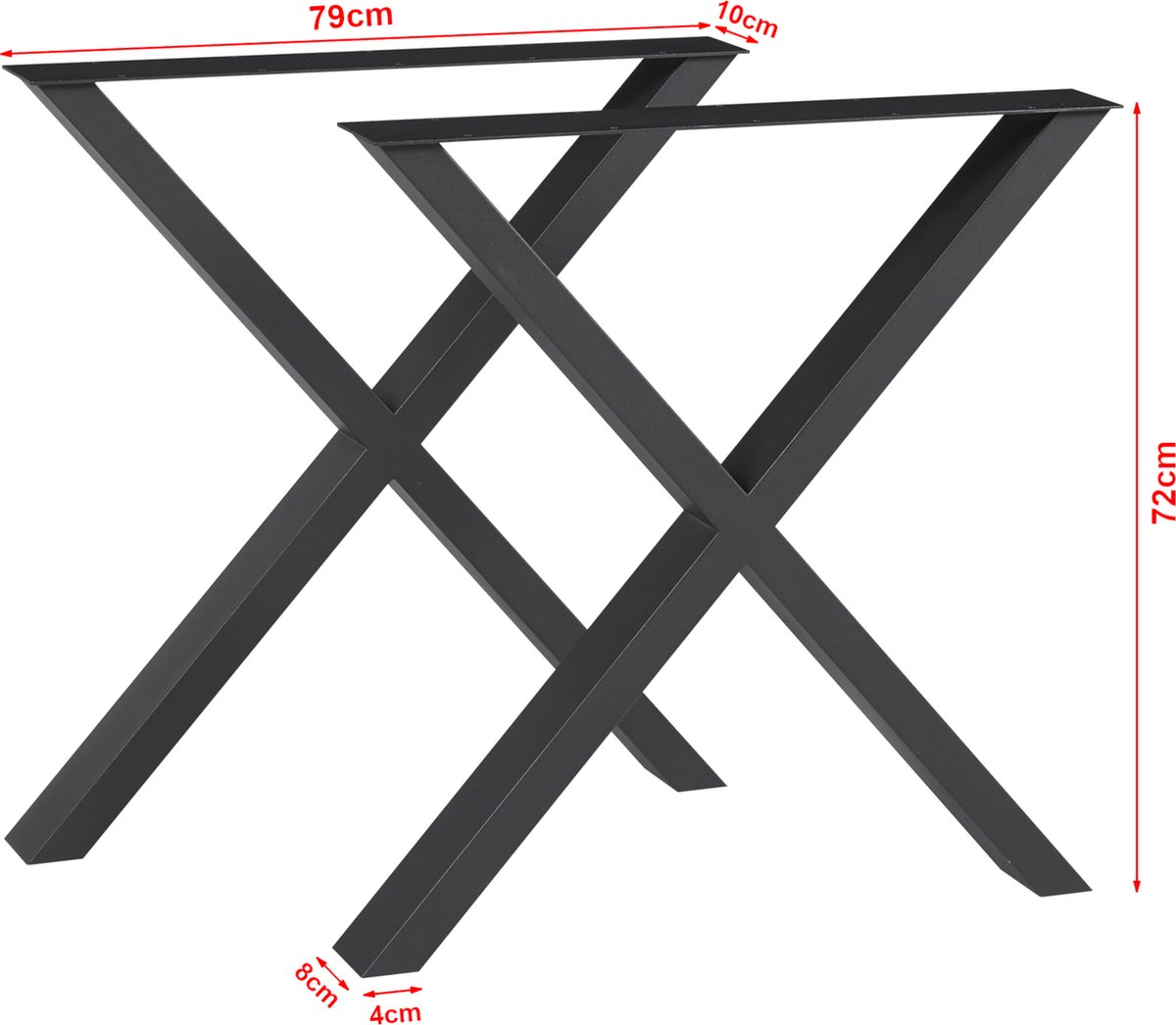 en.casa Stalen onderstel Greith set van 2 tafelpoot 72x79 cm zwart [en.casa]
