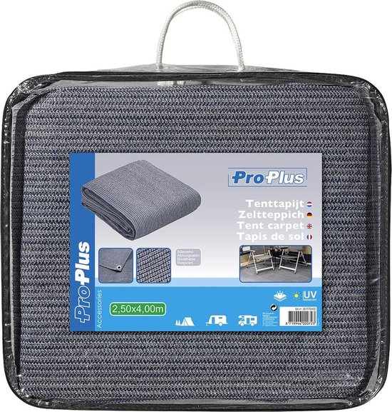 ProPlus Tenttapijt - 250 x 400cm - Tenttapijt Caravan - Gronddoek Tent - Voortenttapijt - Kampeertapijt - Water- en Vuil Doorlatend - Makkelijk te Reinigen - Geluiddempend - Extra Comfort - Sterk materiaal - UV-gestabiliseerd - Blauw/wit van ProPlus — afbeelding 3