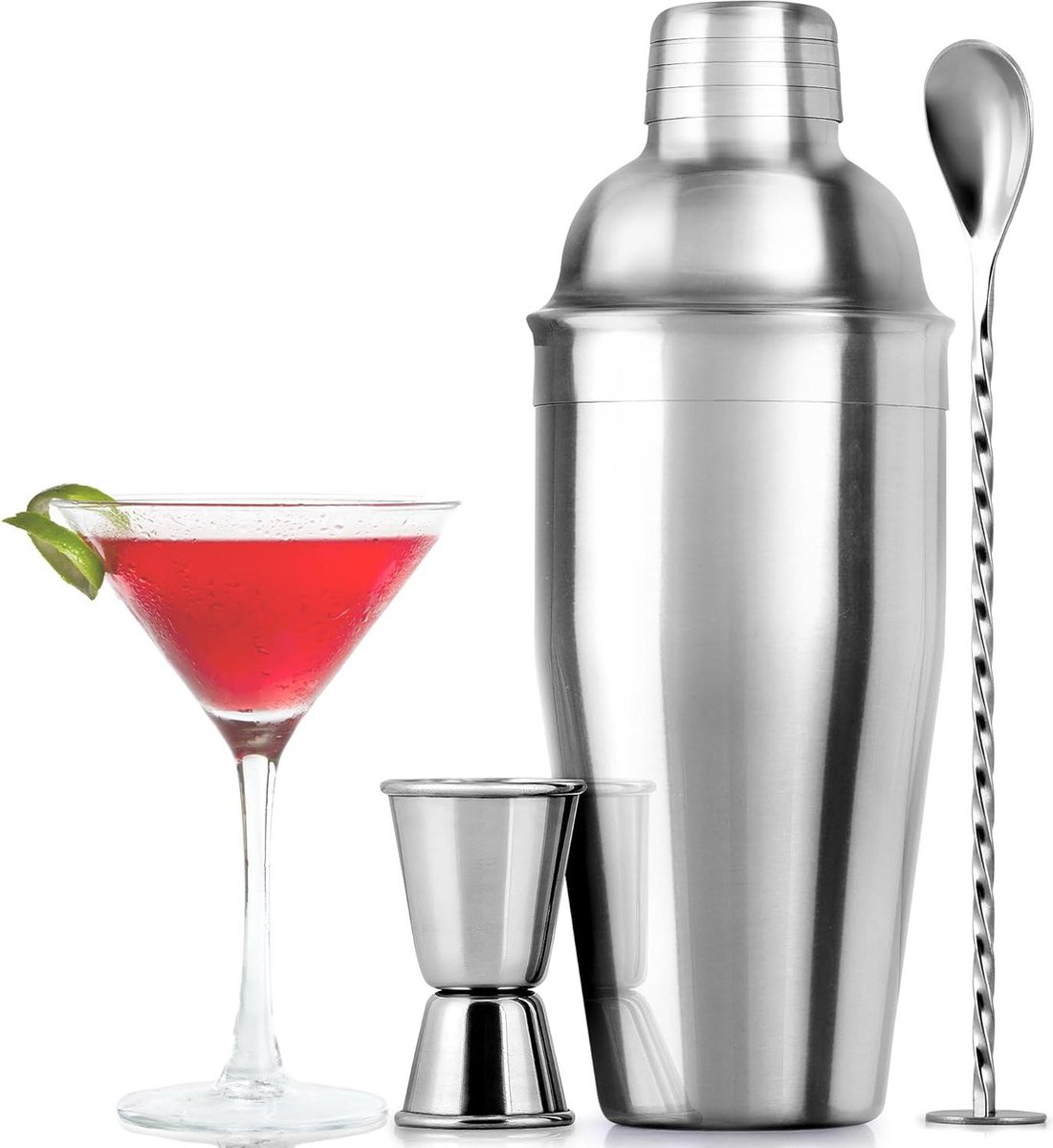 Cocktailset 24oz 750ml Roestvrij Staal Shaker Set Met Zeef Dubbelzijdige Jigger Combo Muddler Mixing Lepel Mixed Drink Shaker Pro Margarita mixer By Zulay