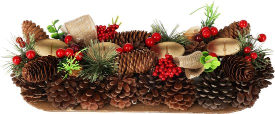 Couronne de l'Avent, bougeoir avec pommes de pin, 41 cm