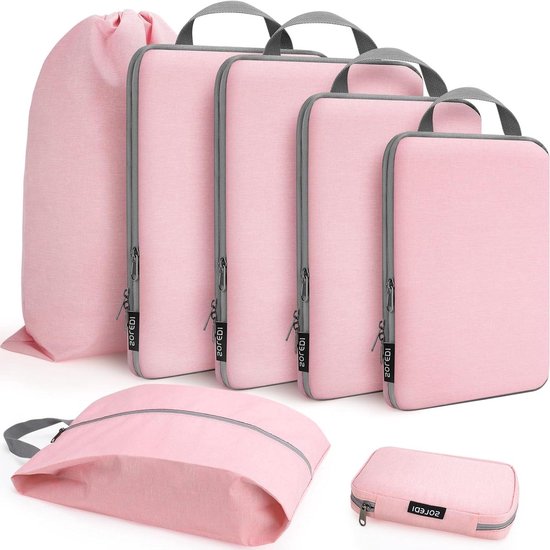 SOLEDI Packing Cubes 7-delige compressieset, bespaart meer ruimte in koffer en rugzak, extra lichte kledingtassen, reisorganizer, verpakkingskubussen