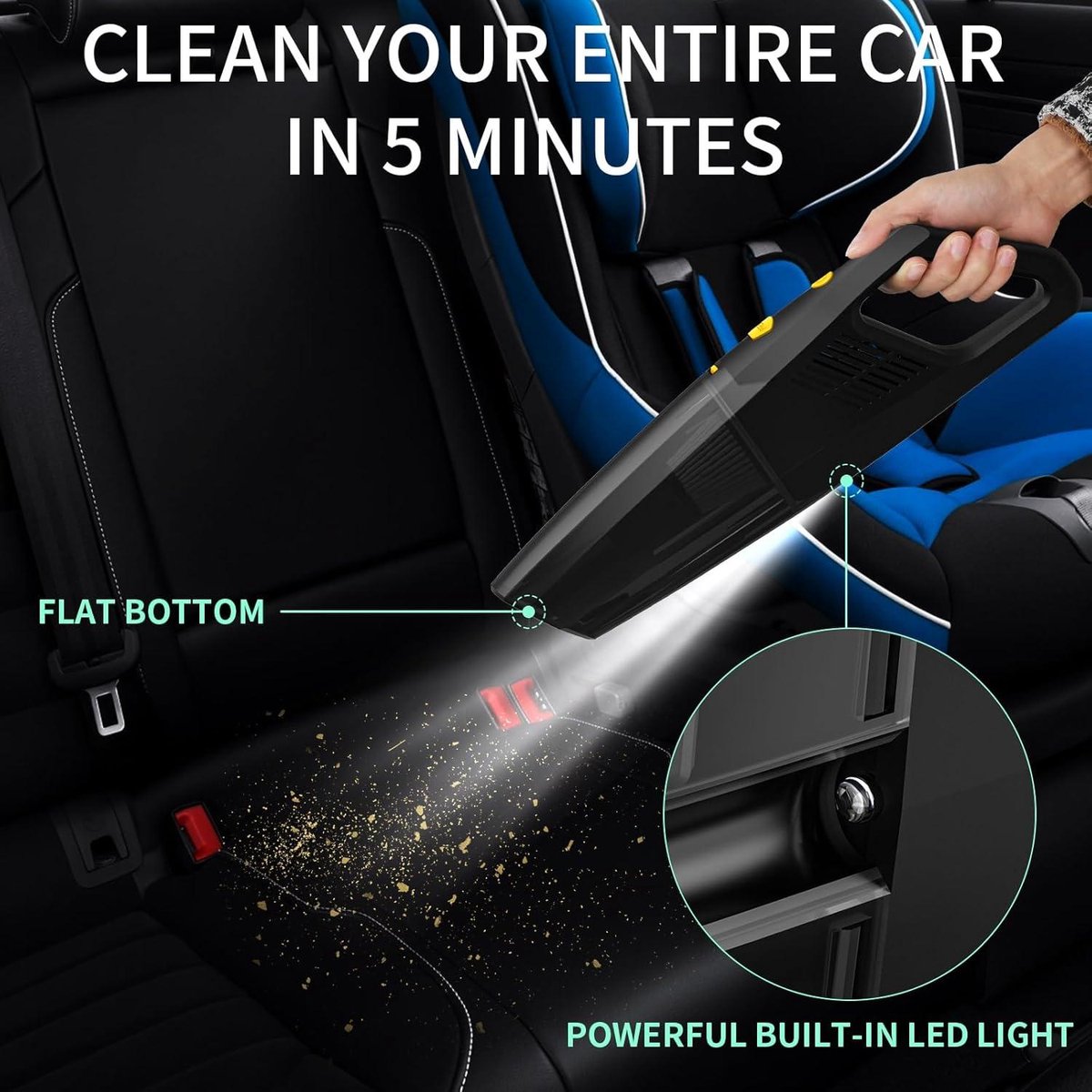 Draagbare Handstofzuiger 7000 Pa Krachtige Kruimeldief - afbeelding 2