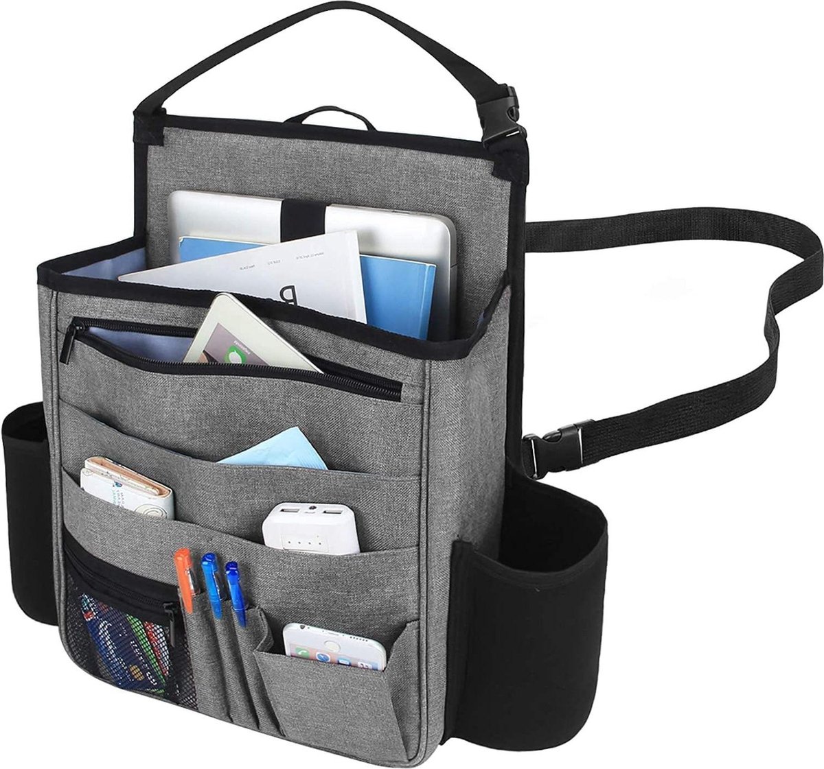 Image of Achterbank auto-organizer met laptop- en tabletvakken grijs