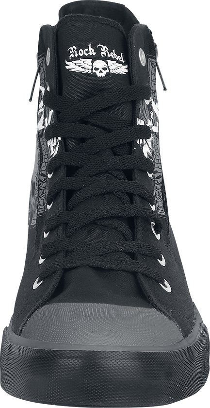 Baskets noires Rock Rebel by EMP à imprimé tête de mort, unisexes - EU46