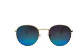 Hidzo Ronde Zonnebril Goudkleurig - UV 400 - Blauwe Glazen - Inclusief Brillenkoker