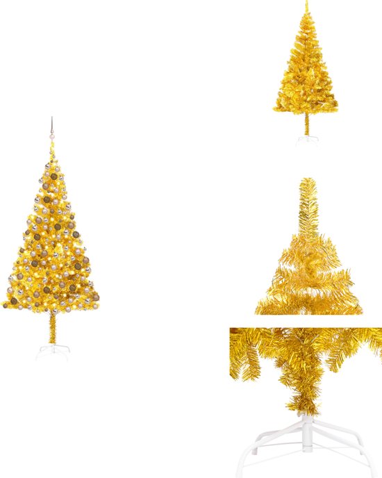 vidaXL Kunstkerstboom met verlichting en kerstballen 180 cm PVC roze