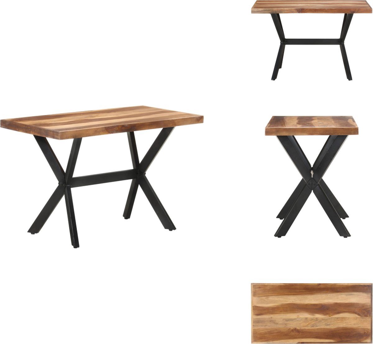 vidaXL Eettafel - 120x60x75 - cm - massief - hout - met - honingkleurige - afwerking Bruin
