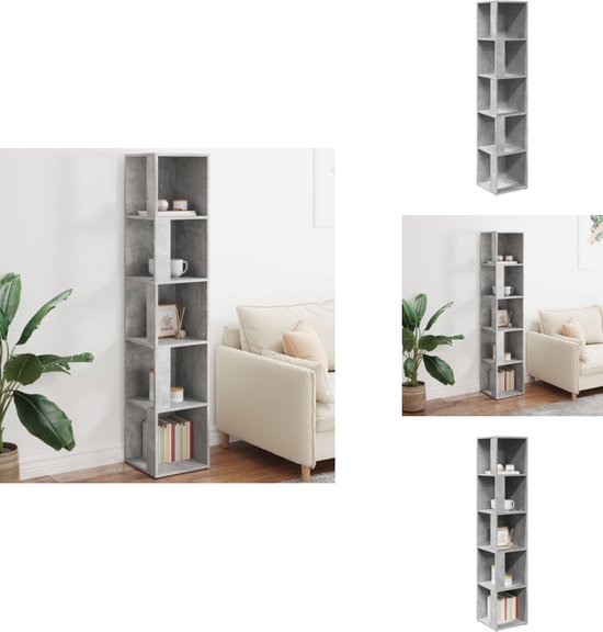 Boekenkast 5-laags hoek 50x50x179 cm bewerkt hout betongrijs
