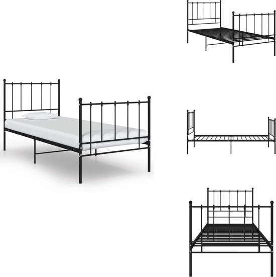vidaXL Bedframe metaal wit 90x200 cm, eenpersoonsbed, bed, bedombouw, eenpersoonsbedden, bedden, bedombouwen, frame, frames, slaapmeubel, slaapmeubels