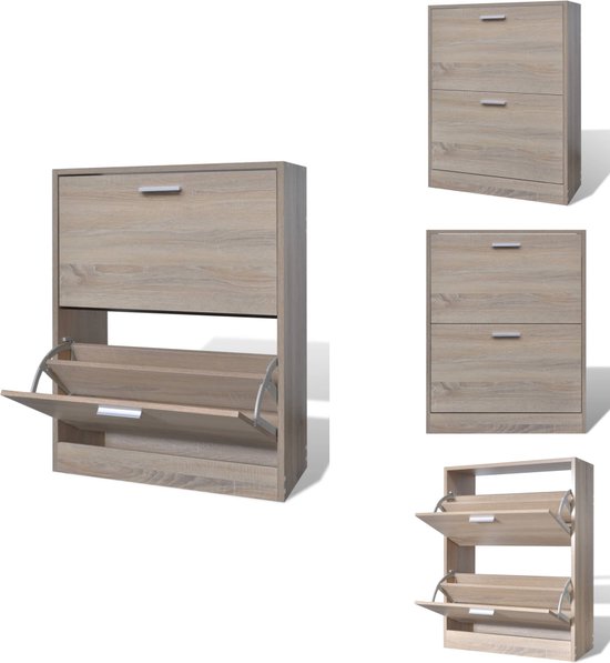 CARO-Möbel Schoenenkast Lennis met 4 praktische planken, schoenenrek, schoenencommode, met 2 deuren, in grijs essen