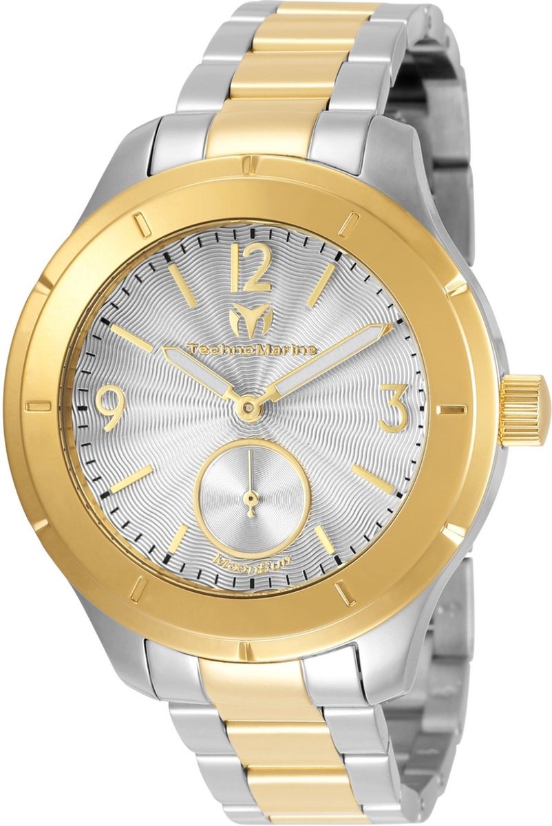 TechnoMarine MoonSun TM-117028 Heren Horloge - Waterdicht - Analoog - Quartz Uurwerk - Roestvrij Staal met zilveren Wijzerplaat - 42mm