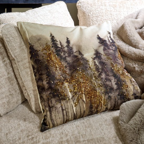 LOBERON Housse de coussin Aurignac gris/doré