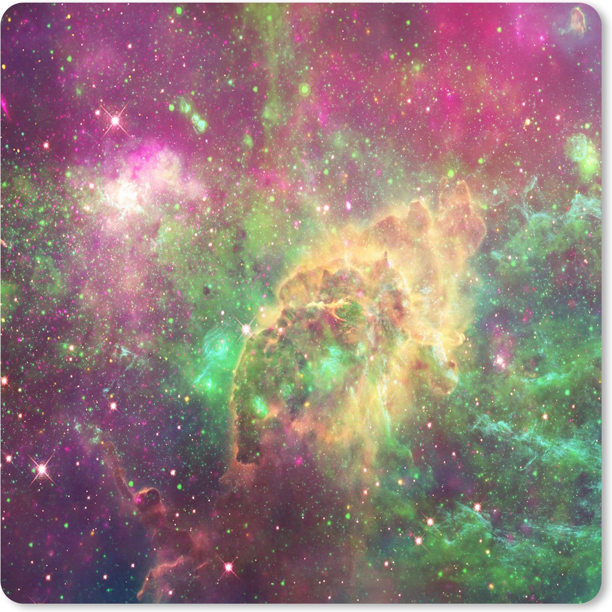 Muismat XXL 80x80 cm - Bureau onderlegger - Bureau mat Ruimte - Sterren - Kleuren - Bureaumat - Gaming mousepad xl - Bureaulegger groot - Computer deskmat