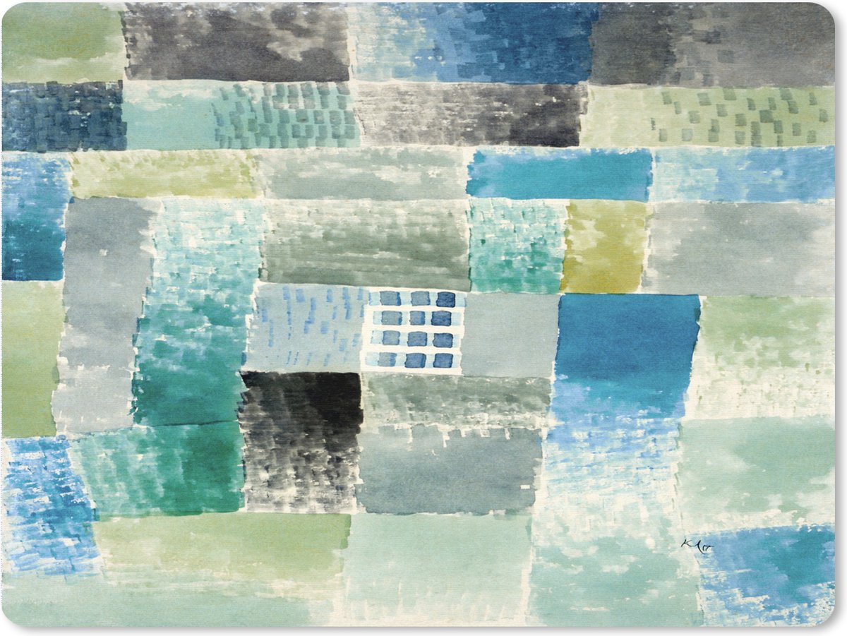 Muismat XXL 80x60 cm - Bureau onderlegger - Bureau mat Paul Klee - Kunst - Oude meesters - Blauw - Bureaumat - Gaming mousepad xl - Bureaulegger groot - Computer deskmat