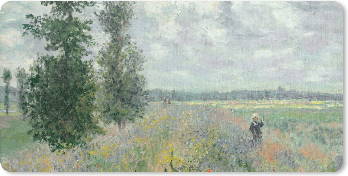 Muismat XXL 100x50 cm - Bureau onderlegger - Bureau mat Claude Money - Poppy fields - Kunst - Oude meesters - Bureaumat - Gaming mousepad xl - Bureaulegger groot - Computer deskmat