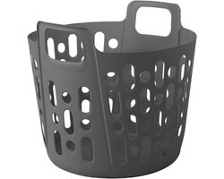 Flexibele wasmand - grijs - 35 liter - kunststof - 39 x 41 x 36 cm