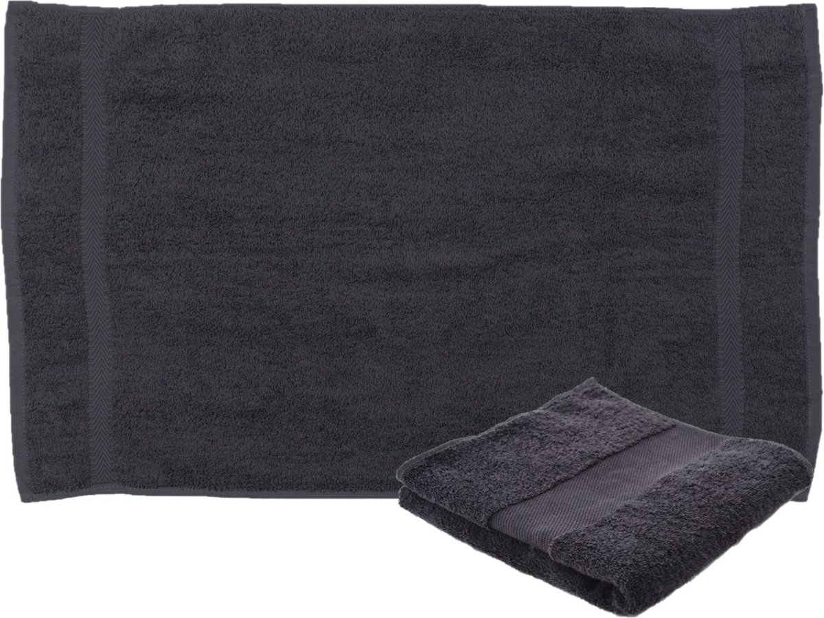 Towelcity Luxe badhanddoek - 2x - donkergrijs - 50 x 90 cm - 550 grams - Badkamer textiel - Katoen