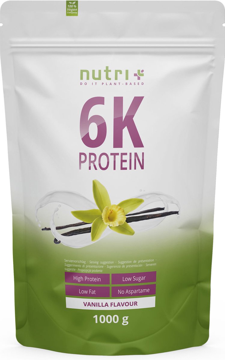 Goedkoopste nutri 6K Protein - Eiwitpoeder Vanilla - Veganistisch proteïne poeder - met eiwitten uit zes plantaardige grondstoffen - Eiwit Shake - 1000 g