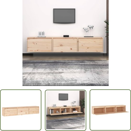 The Living Store Élément mural - Meuble TV - 60 x 30 x 35 cm - bois de pin massif