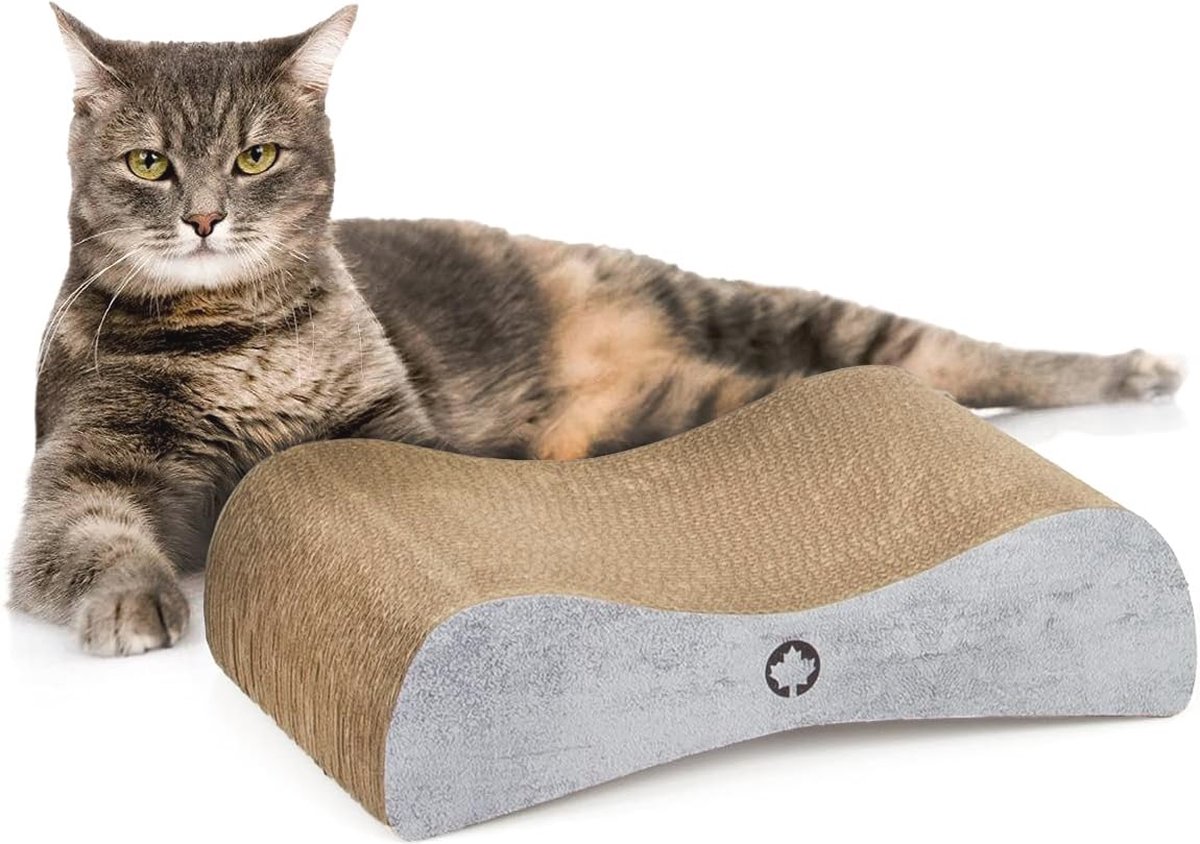 Krabplank Petite | Betonlook Krabmeubel voor Katten | Duurzaam Krabkarton | 37 x 10 x 23 cm