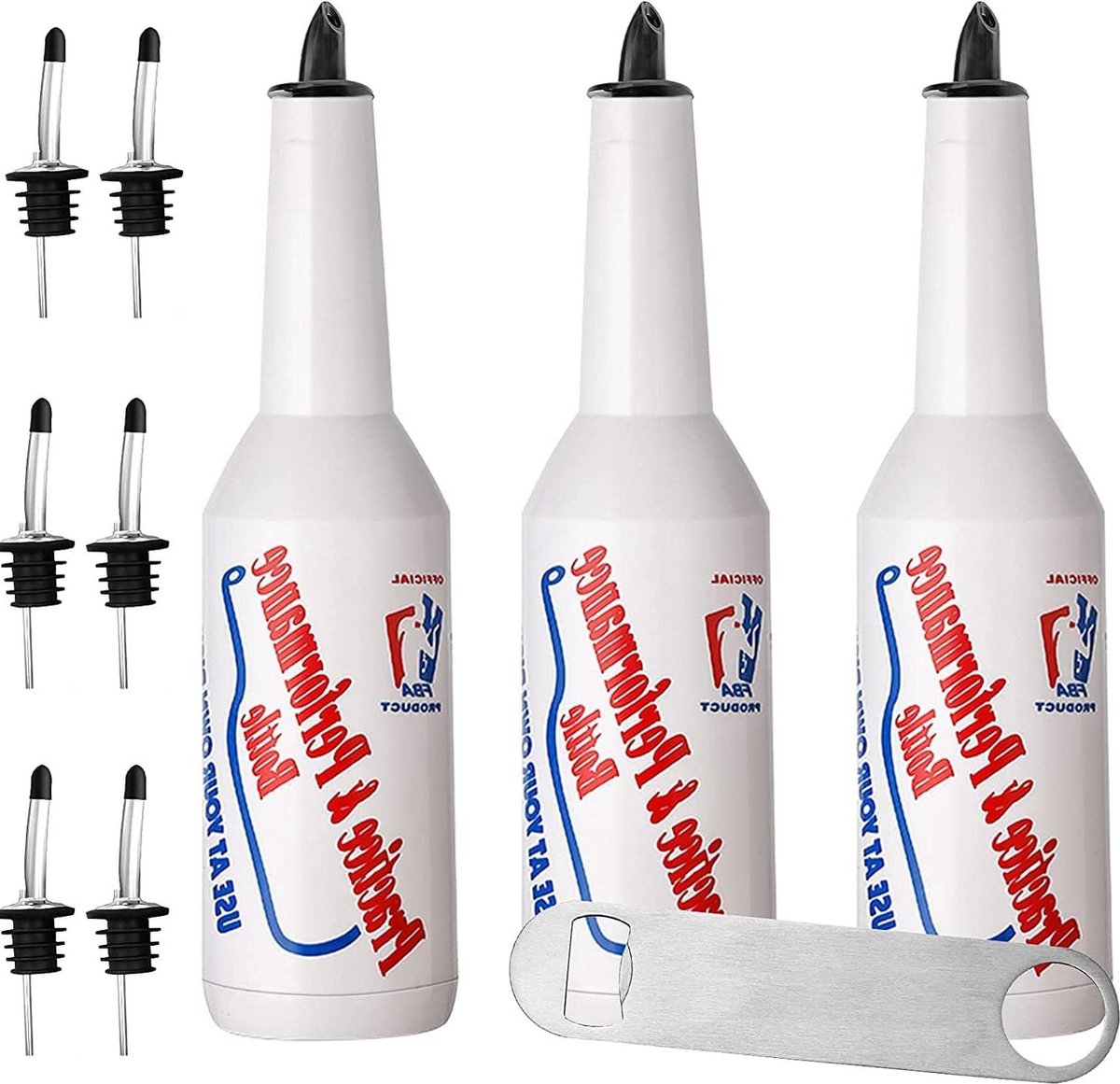 Cocktailset 3-delige Cocktail Shakers Set wit 25 oz/750ml Plastic Bartending Oefeningsflessen - voor Barmannen