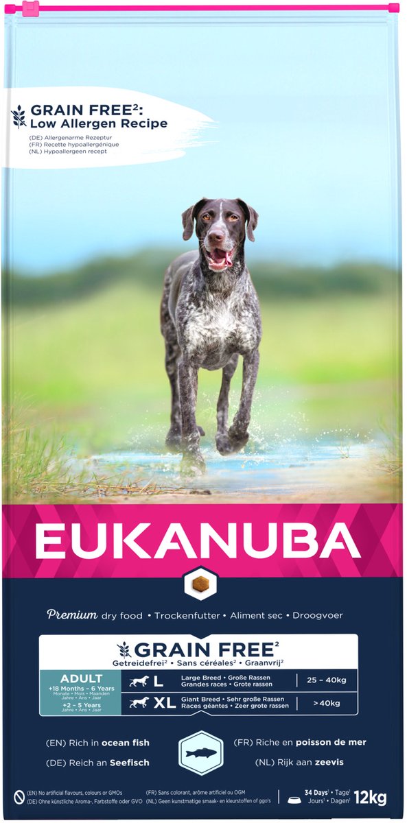 Eukanuba Dog Adult Large Graanvrij Vis 12 kg