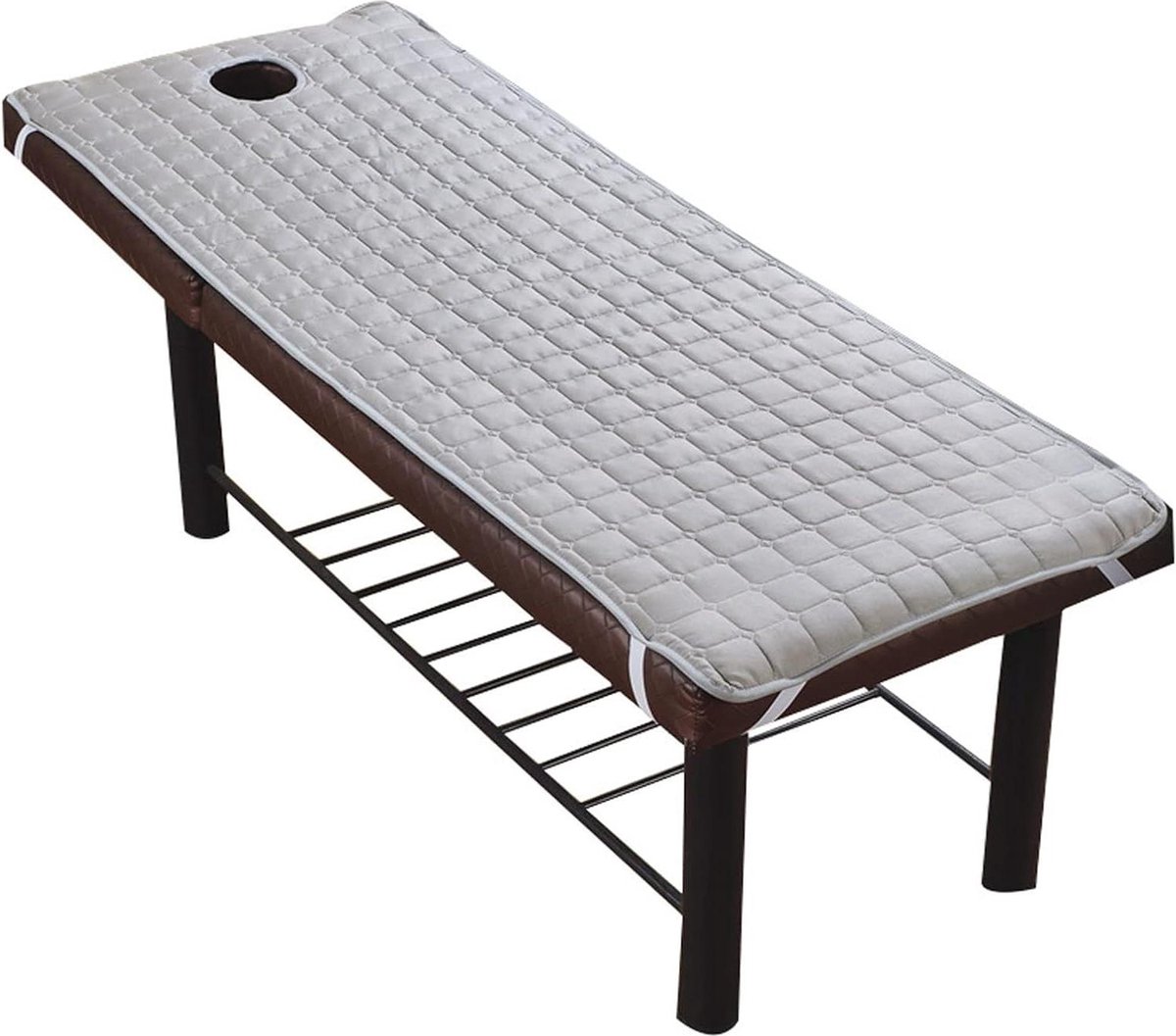 Bedhoezen laken met adem gat en gezichtsuitsparing voor schoonheidsbehandelingen 190x70 cm grijs massage matras