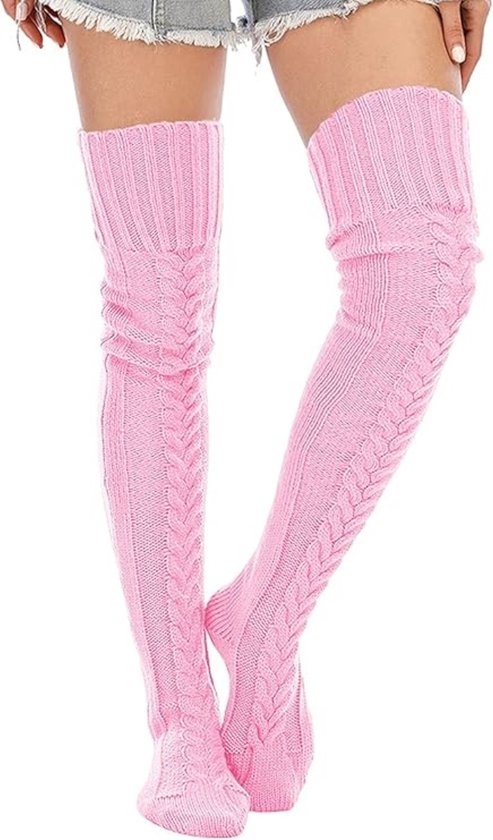 Kniekousen Dames - Hoge Kousen - Kniesokken - Hoge Sokken - Roze - Zacht - Comfortabel - Warm - SOCKLET