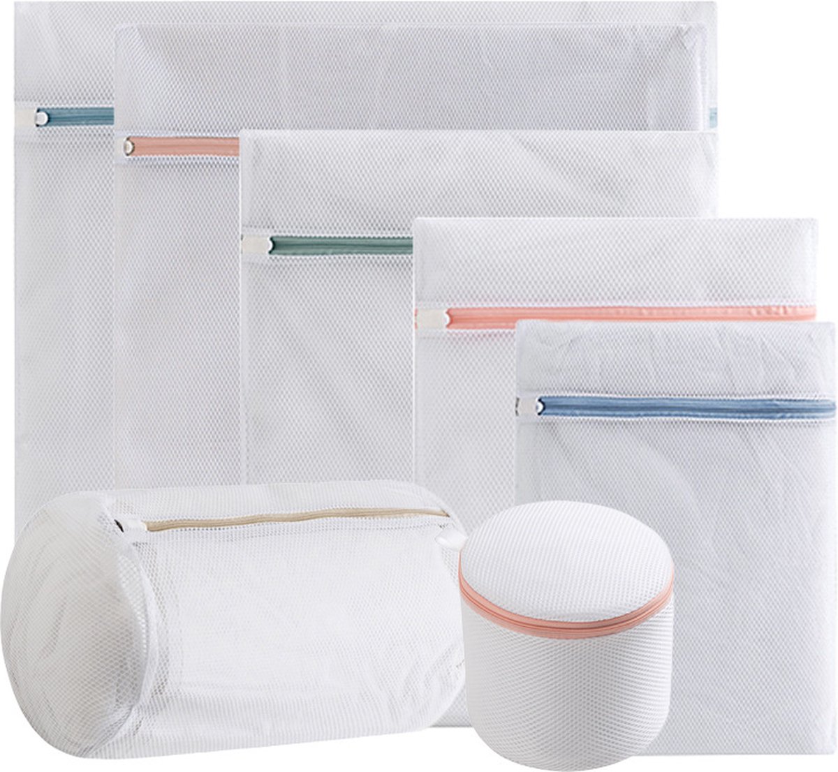 Goedkoopste Waszakken - 7-pack waszakken met rits - Mesh waszakken voor wasmachines - Fijne mesh en grote mesh herbruikbare waszakken - voor delicate shirts, sokken, ondergoed, bh's, lingerie, babykleding - Ritssluiting in grove mesh-kleur van 70 g